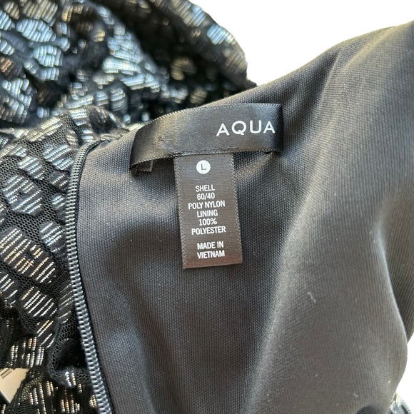 NWT Aqua Black Metallic Leopard Pattern Long Sleeve Dress Large - Picture 5 of 6